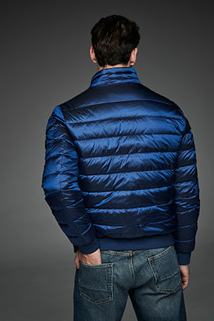 Men Short bomber style down jacket MURRAY Blue-Jacket-Henry Arroway-M-Blue-Urbanheer