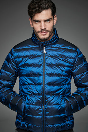 Men Short bomber style down jacket MURRAY Blue-Jacket-Henry Arroway-M-Blue-Urbanheer