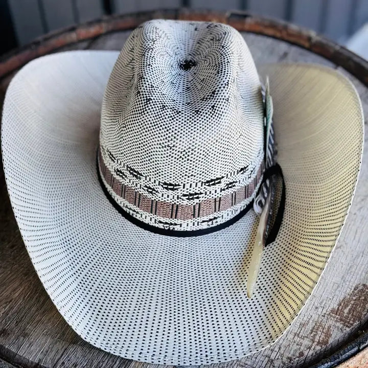 Men’S Women's Straw Cowboy Hat with Turkey Feather & Burned Card-Cowboy Hat-The Sterling Gypsy-M-Urbanheer