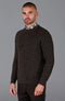 Mens 100% British Wool Heavyweight Ribbed Jumper-Jumper-Paul James Knitwear-S-Brown-Urbanheer
