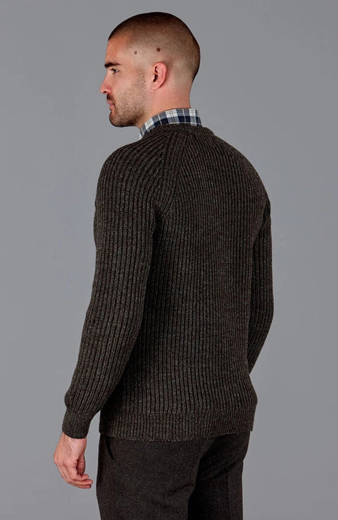 Mens 100% British Wool Heavyweight Ribbed Jumper-Jumper-Paul James Knitwear-S-Loden Green-Urbanheer