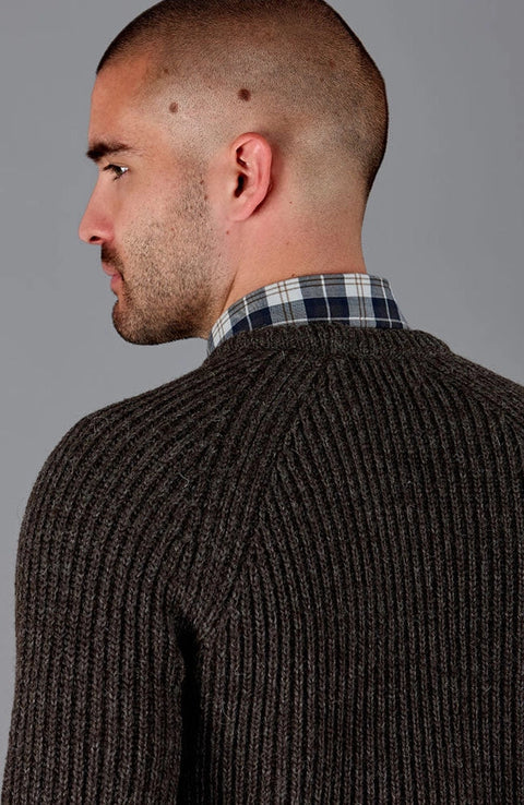 Mens 100% British Wool Heavyweight Ribbed Jumper-Jumper-Paul James Knitwear-S-Loden Green-Urbanheer