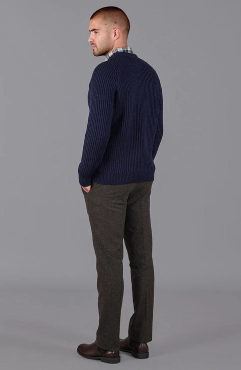 Mens 100% British Wool Heavyweight Ribbed Jumper Navy-Jumper-Paul James Knitwear-S-Navy-Urbanheer