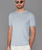 Mens 100% Ultra-Fine Cotton Knitted Pin Stripe T-Shirt-T-Shirt-Paul James Knitwear-S-Chalk Blue-Urbanheer
