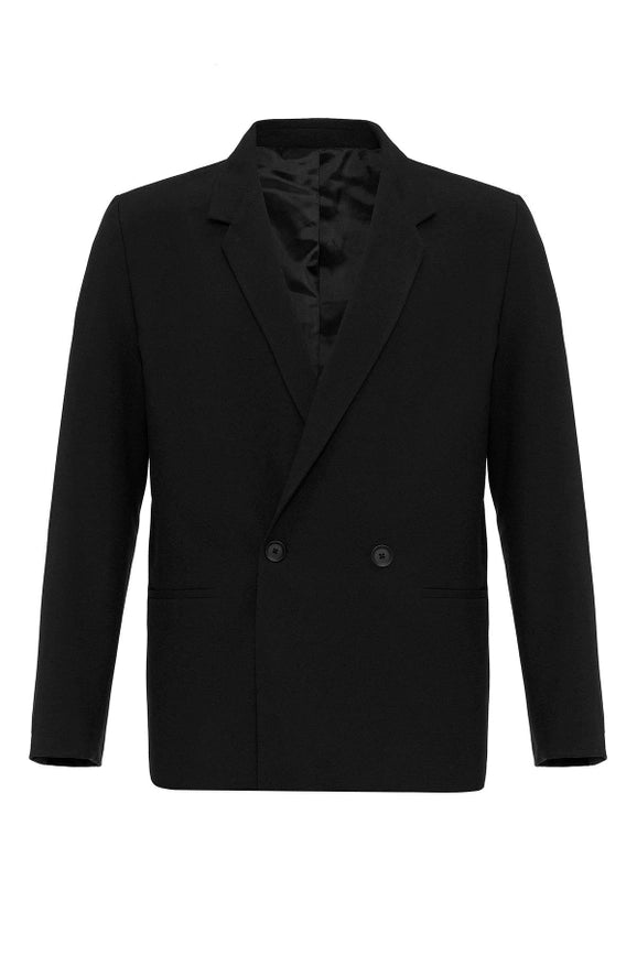 Men's Black Single-Button Double-Breasted Blazer-Blazer-Wessi-S-Black-Urbanheer