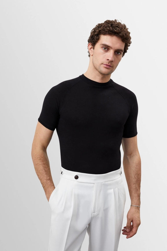 Men's Black Slim Fit Crew Neck T-Shirt-T-Shirt-Wessi-M-Black-Urbanheer