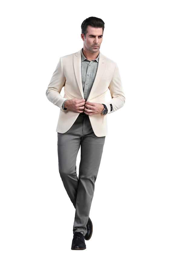 Men's Blazers Skinny Fit Knit Dinner Jacket, Light Tan-Blazers-Suits America-XS-Tan-Urbanheer
