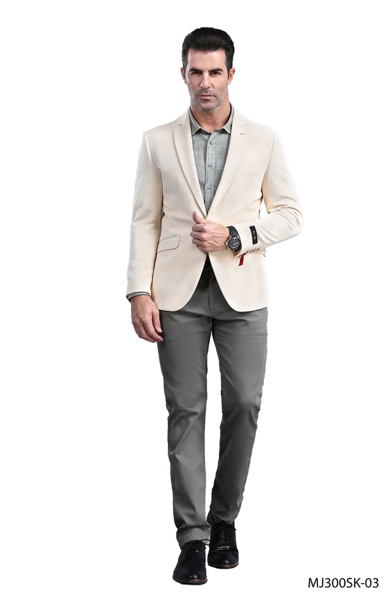 Men's Blazers Skinny Fit Knit Dinner Jacket, Light Tan-Blazers-Suits America-XS-Tan-Urbanheer