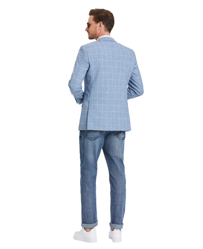 Men's Blazers Windowpane Slim Fit, Baby Blue Jacket-Blazers-Suits America-XS-Denim Blue-Urbanheer