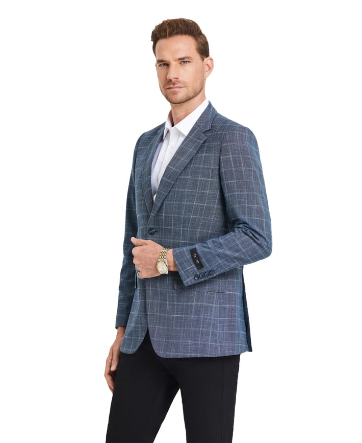 Men's Blazers Windowpane Slim Fit Jacket, Denim Blue-Blazers-Suits America-XS-Denim Blue-Urbanheer