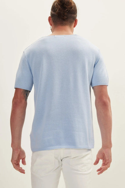 Men'S Blue Knitted T-Shirt