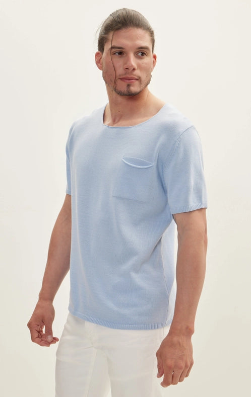 Men's Blue Knitted T-Shirt