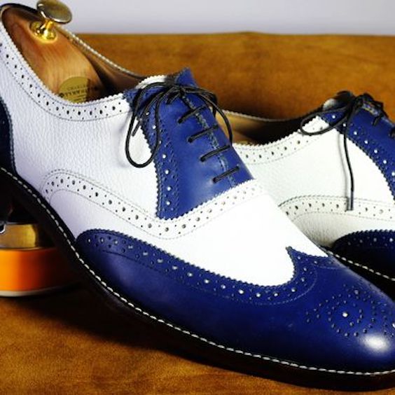 Men's Blue & White Leather Wingtip Brogue Oxford Shoes-Shoes - Men-The Royale Leather-US 6/ UK 5.5/ EUR 39-Urbanheer