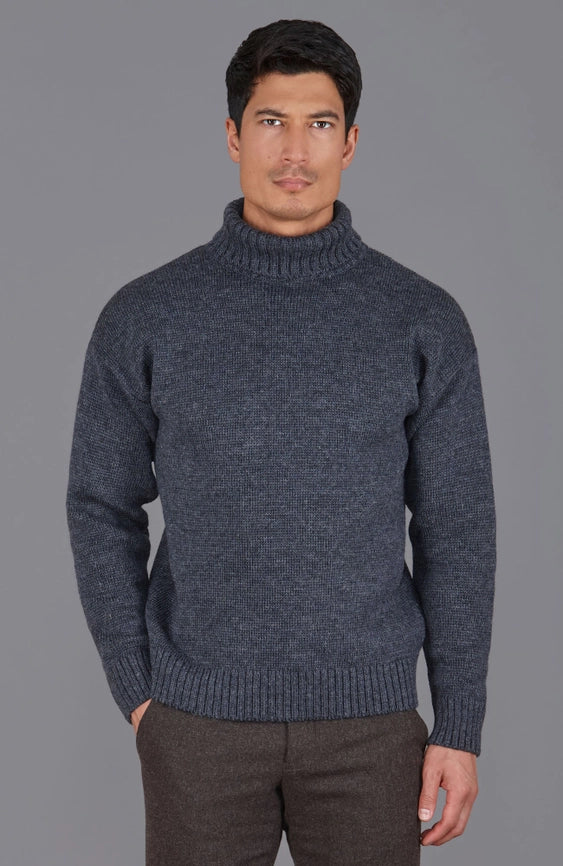 Mens British Wool Submariner Roll Neck Jumper Charcoal-Jumper-Paul James Knitwear-L-Charcoal-Urbanheer