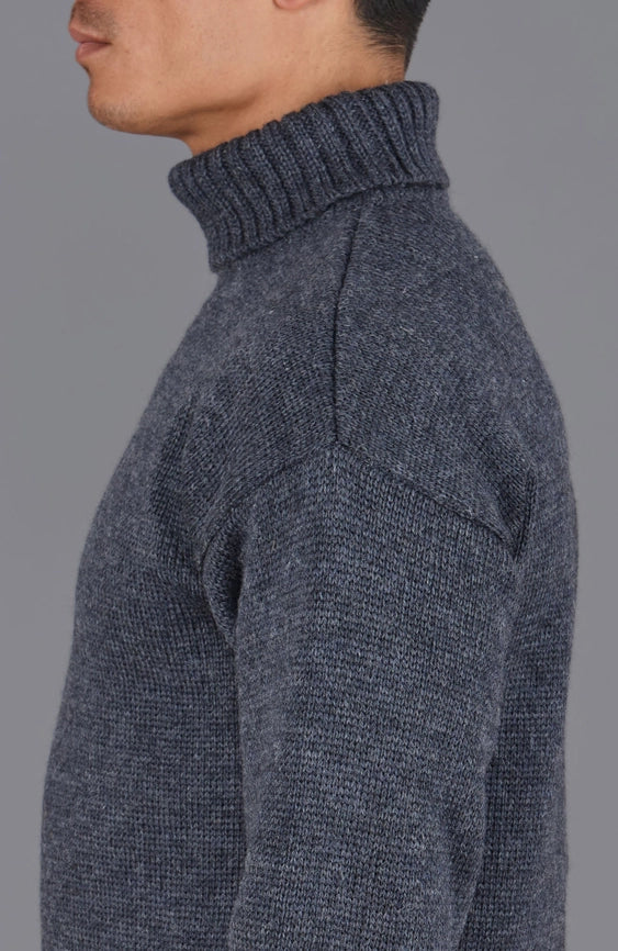 Mens British Wool Submariner Roll Neck Jumper Charcoal-Jumper-Paul James Knitwear-L-Charcoal-Urbanheer