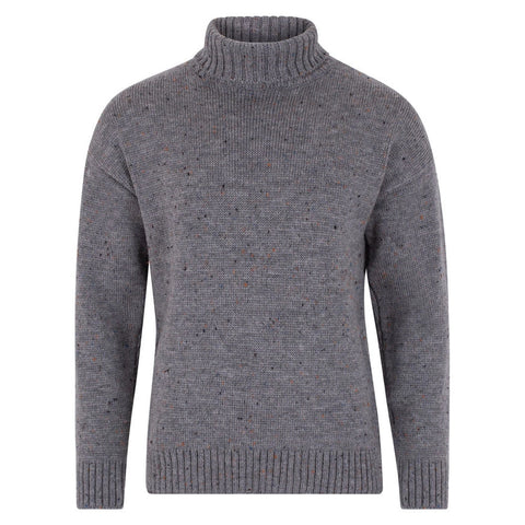 Mens British Wool Submariner Roll Neck Jumper Dark Grey Nepp-Jumper-Paul James Knitwear-L-Dark Grey Nepp-Urbanheer