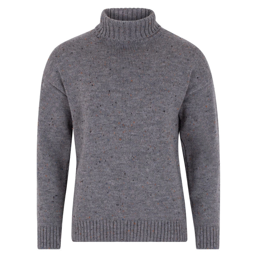 Mens British Wool Submariner Roll Neck Jumper Dark Grey Nepp-Jumper-Paul James Knitwear-L-Dark Grey Nepp-Urbanheer