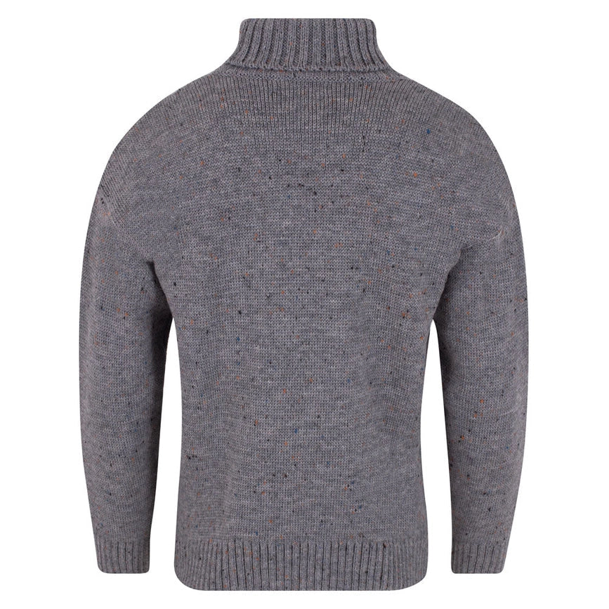 Mens British Wool Submariner Roll Neck Jumper Dark Grey Nepp-Jumper-Paul James Knitwear-L-Dark Grey Nepp-Urbanheer