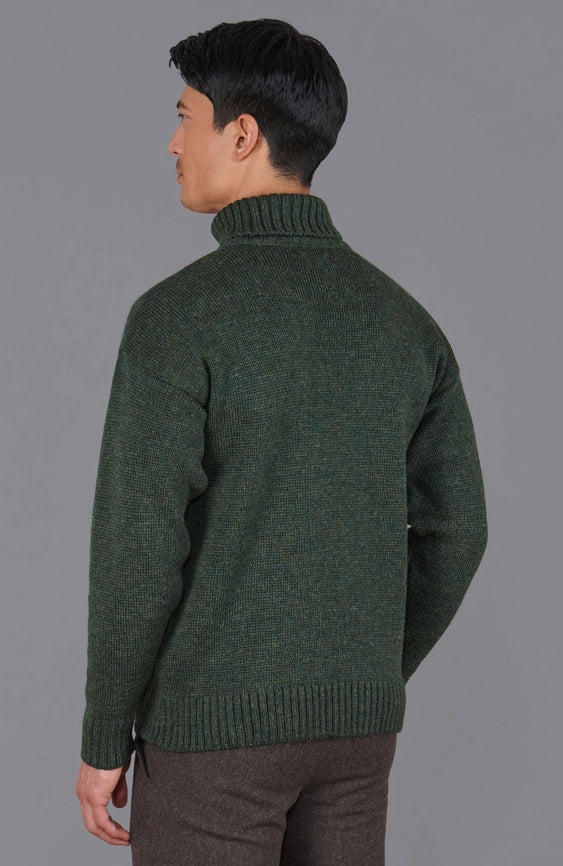 Mens British Wool Submariner Roll Neck Jumper Loden Green-Jumper-Paul James Knitwear-L-Loden Green-Urbanheer