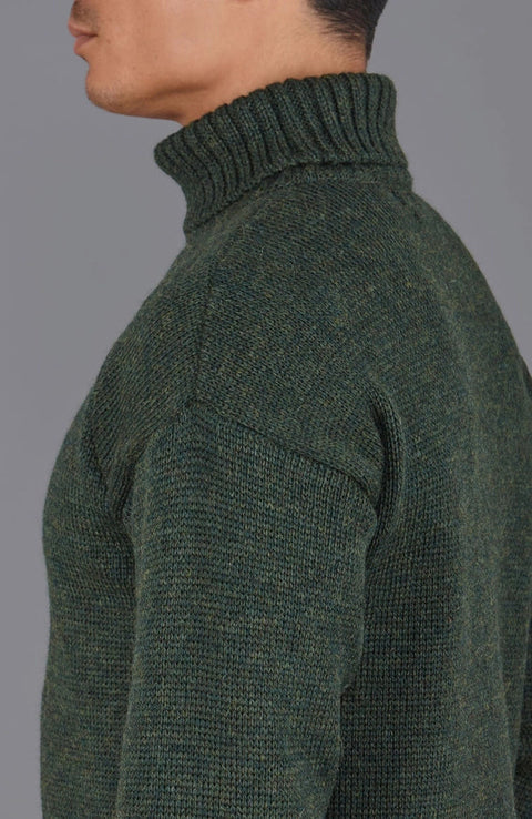 Mens British Wool Submariner Roll Neck Jumper Loden Green-Jumper-Paul James Knitwear-L-Loden Green-Urbanheer
