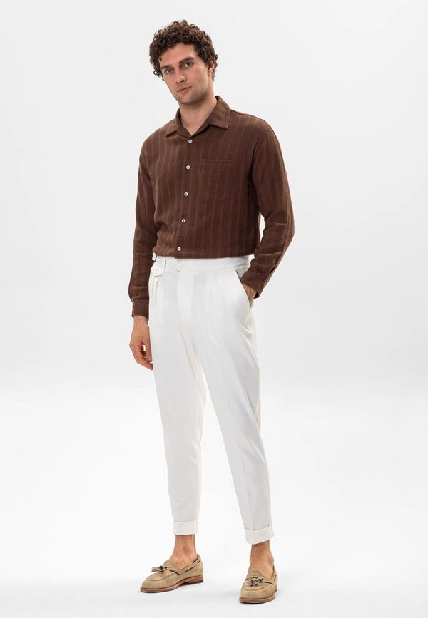 Men's Brown Knitted Detail Shirt-Shirts-Wessi-S-Brown-Urbanheer