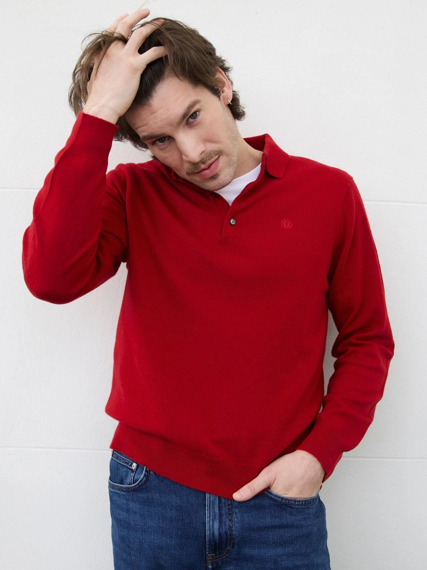Men´s Cashmere Polo Sweater Red