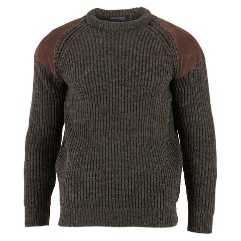 Mens Chunky British Wool Ribbed Shooting Jumper Brown-Jumper-Paul James Knitwear-S-Brown-Urbanheer