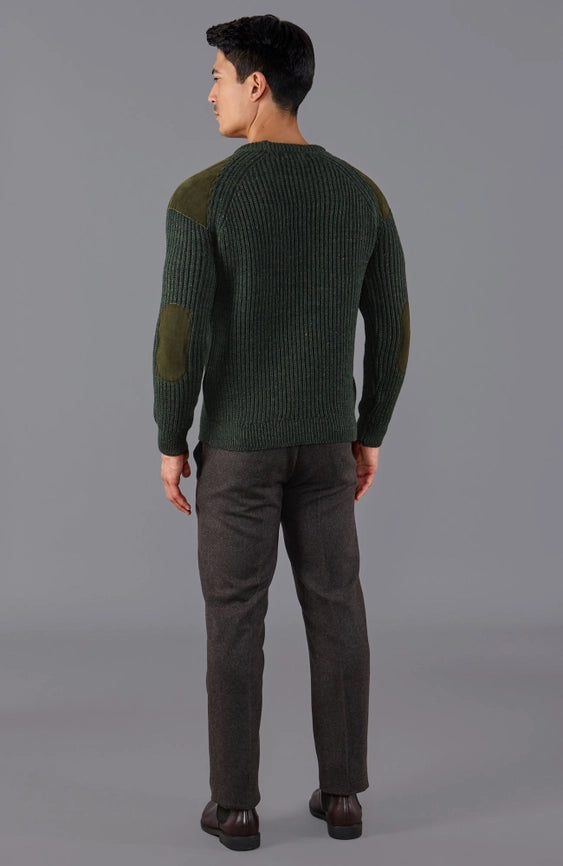 Mens Chunky British Wool Ribbed Shooting Jumper Loden Green-Jumper-Paul James Knitwear-S-Loden Green-Urbanheer