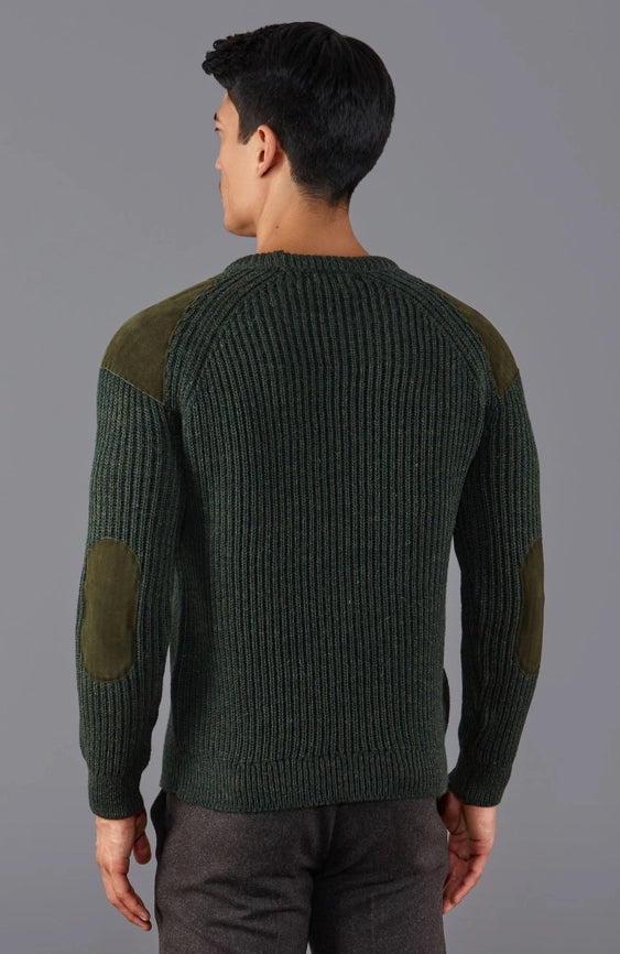 Mens Chunky British Wool Ribbed Shooting Jumper Loden Green-Jumper-Paul James Knitwear-S-Loden Green-Urbanheer