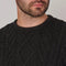 Mens Chunky Merino Wool Cable Jumper Black-Jumper-Paul James Knitwear-S-Black-Urbanheer