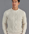 Mens Chunky Merino Wool Cable Jumper Ecru-Jumper-Paul James Knitwear-S-Ecru-Urbanheer