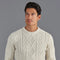 Mens Chunky Merino Wool Cable Jumper Ecru-Jumper-Paul James Knitwear-S-Ecru-Urbanheer