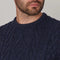Mens Chunky Merino Wool Cable Jumper Navy-Jumper-Paul James Knitwear-S-Navy-Urbanheer