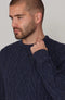 Mens Chunky Merino Wool Cable Jumper Navy-Jumper-Paul James Knitwear-S-Navy-Urbanheer