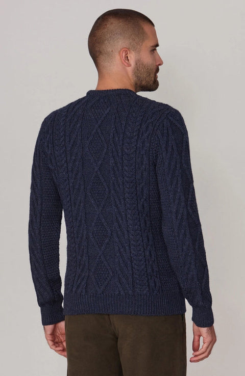 Mens Chunky Merino Wool Cable Jumper Navy-Jumper-Paul James Knitwear-S-Navy-Urbanheer
