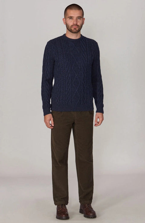 Mens Chunky Merino Wool Cable Jumper Navy-Jumper-Paul James Knitwear-S-Navy-Urbanheer