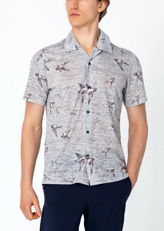 Men's Collared Lightweight Shirt - Sparrow Stone