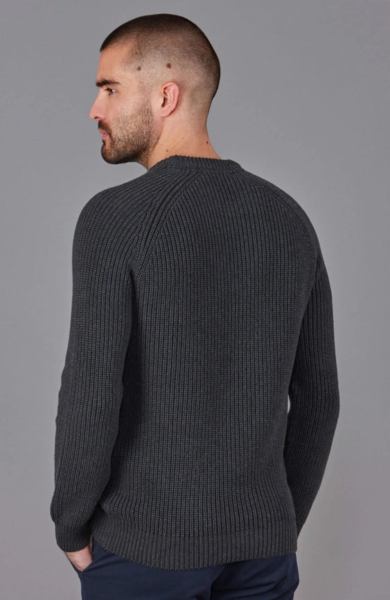 Mens Cotton Fisherman Rib Knit Jumper Anthracite-Jumper-Paul James Knitwear-S-Urbanheer