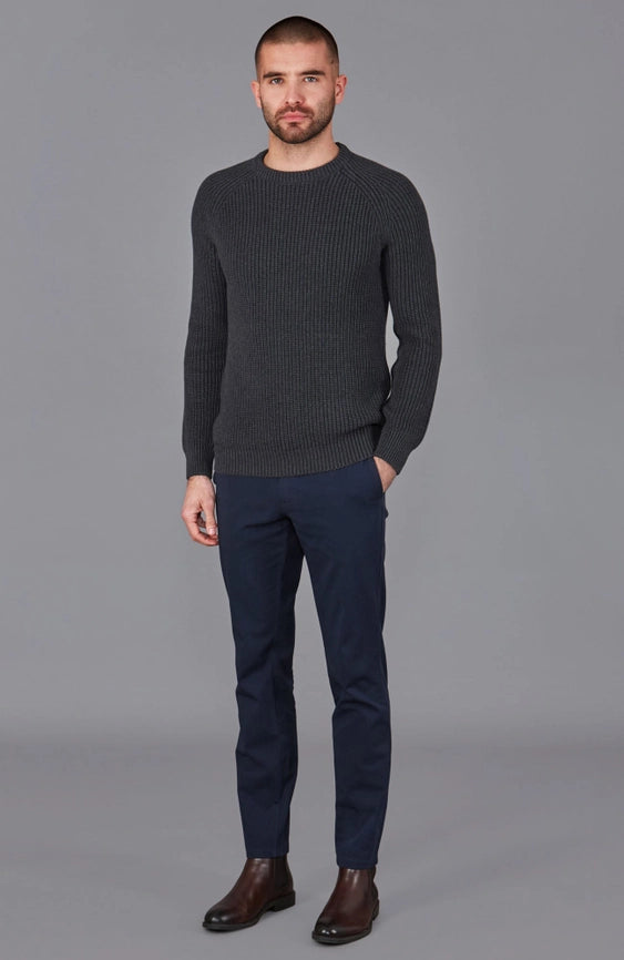 Mens Cotton Fisherman Rib Knit Jumper Anthracite-Jumper-Paul James Knitwear-S-Urbanheer