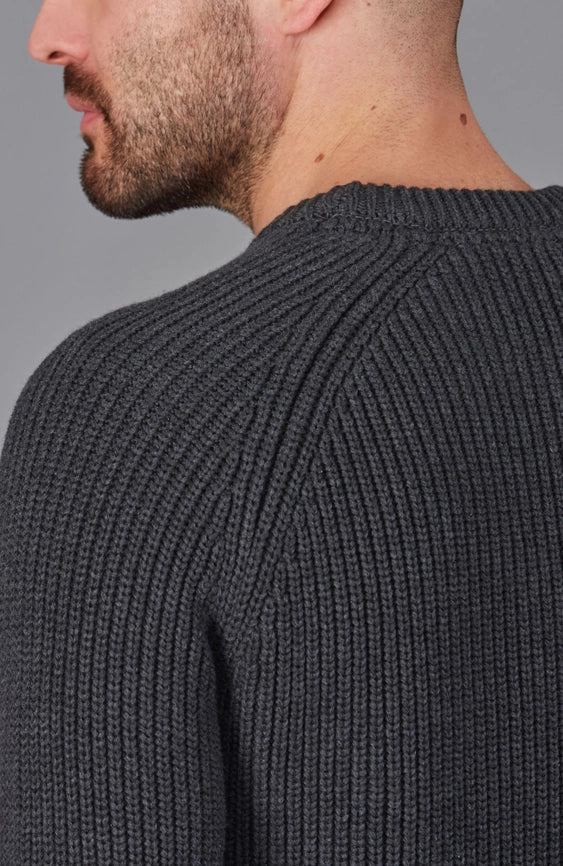 Mens Cotton Fisherman Rib Knit Jumper Anthracite-Jumper-Paul James Knitwear-S-Urbanheer