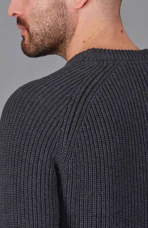 Mens Cotton Fisherman Rib Knit Jumper Anthracite-Jumper-Paul James Knitwear-S-Urbanheer