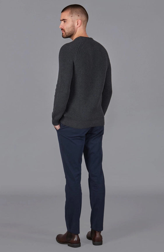 Mens Cotton Fisherman Rib Knit Jumper Anthracite-Jumper-Paul James Knitwear-S-Urbanheer