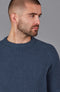 Mens Cotton Fisherman Rib Knit Jumper Blue Melange-Jumper-Paul James Knitwear-XS-Urbanheer