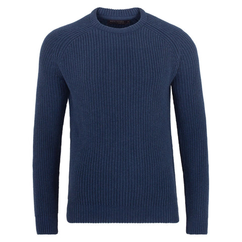 Mens Cotton Fisherman Rib Knit Jumper Blue Melange-Jumper-Paul James Knitwear-XS-Urbanheer
