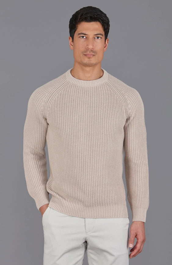 Mens Cotton Fisherman Rib Knit Jumper Linen-Jumper-Paul James Knitwear-S-Urbanheer