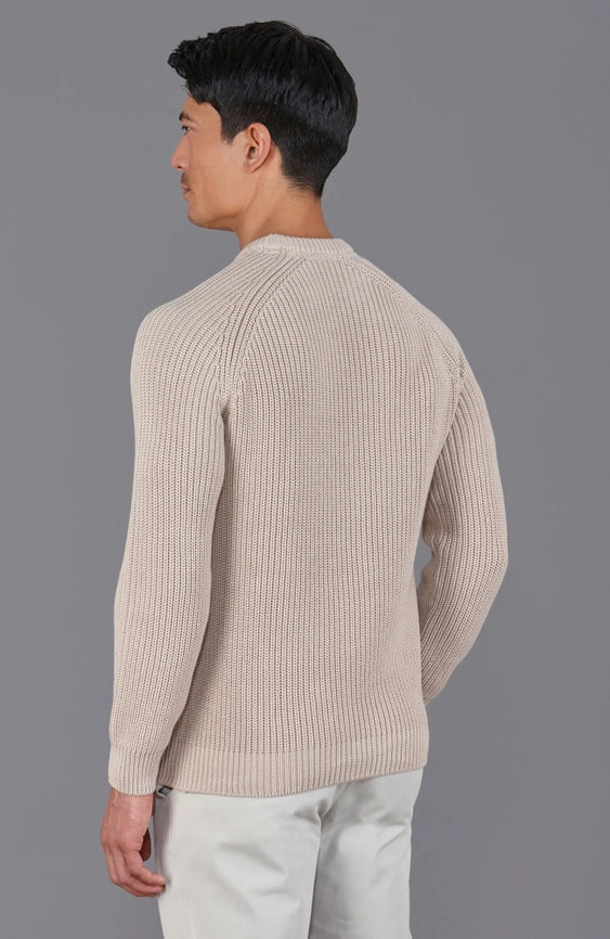 Mens Cotton Fisherman Rib Knit Jumper Linen-Jumper-Paul James Knitwear-S-Urbanheer