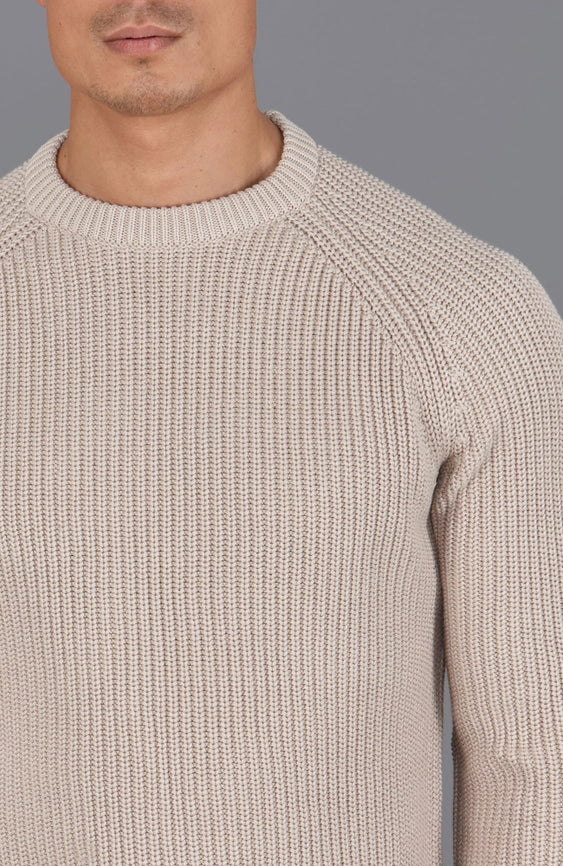 Mens Cotton Fisherman Rib Knit Jumper Linen-Jumper-Paul James Knitwear-S-Urbanheer