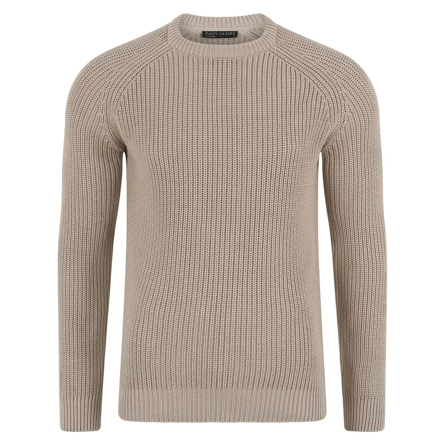 Mens Cotton Fisherman Rib Knit Jumper Linen-Jumper-Paul James Knitwear-S-Urbanheer