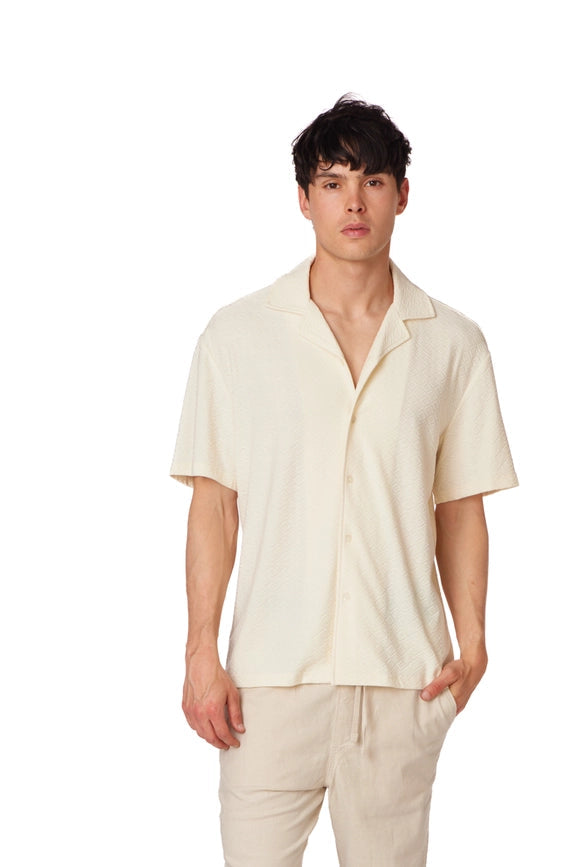 Men's Crochet Textured Short Sleeve Summer Shirt (4011)-Shirt-Hawk's Bay-S-Urbanheer