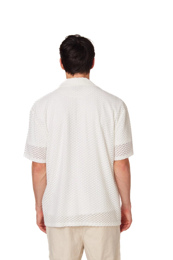 Men's Crochet Textured Short Sleeve Summer Shirt (4018)-Shirt-Hawk's Bay-S-Urbanheer